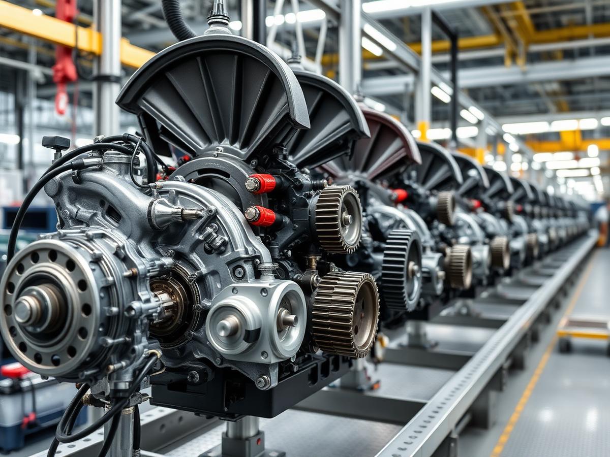 Automotive components on a manufacturing assembly line